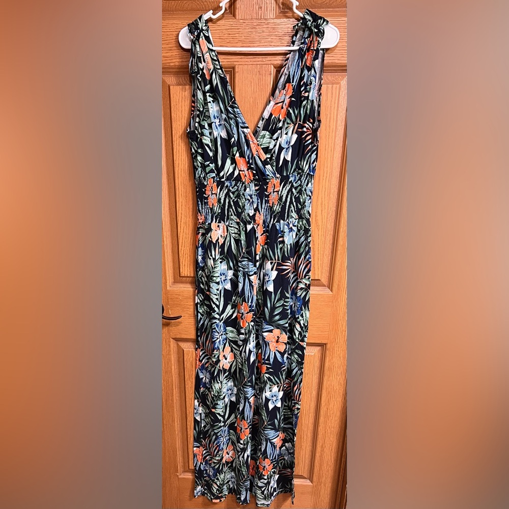Lascana Floral Tie Shoulder Jumpsuit in Blue and Green-NWOT #30 - Picture 4 of 10